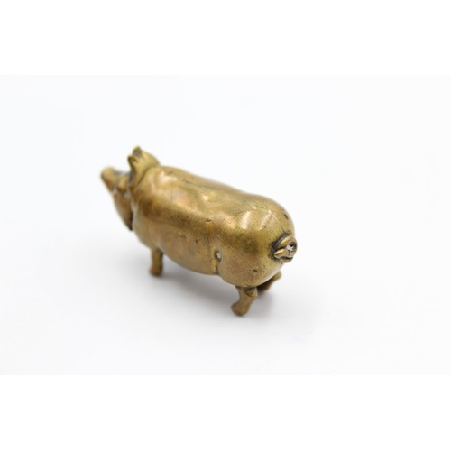 9 - Antique / Vintage Novelty BRASS Pig Vesta / Match Case (19g)