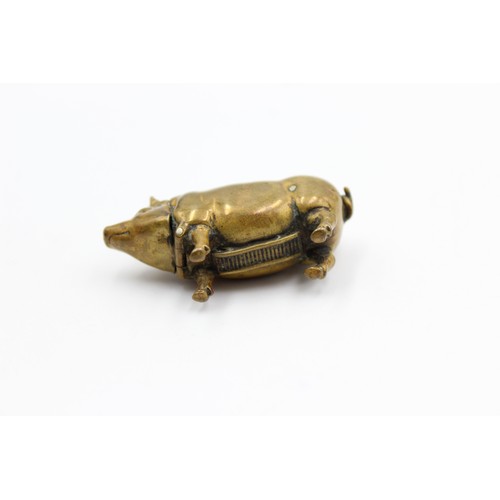 9 - Antique / Vintage Novelty BRASS Pig Vesta / Match Case (19g)