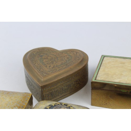 10 - 12 x Antique / Vintage Decorative PILL / TRINKET BOXES Inc Papier Mache, Brass