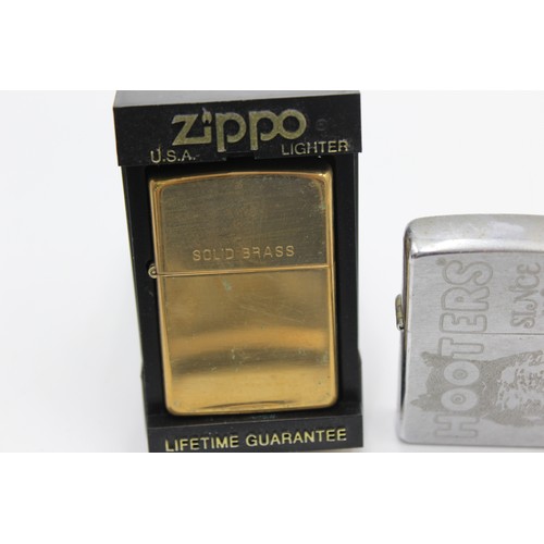 15 - 3 x Assorted ZIPPO Cigarette LIGHTERS Inc Vintage, Boxed, Brass, Advertising