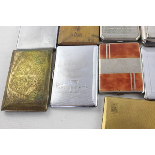 32 - 15 x Assorted Vintage TOBACCIANA Cigarette Cases Inc Silver Plate, Souvenir Etc