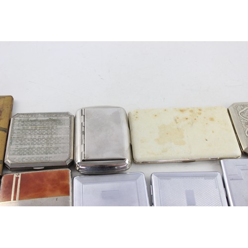 32 - 15 x Assorted Vintage TOBACCIANA Cigarette Cases Inc Silver Plate, Souvenir Etc