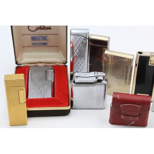 33 - 10 x Assorted Vintage COLIBRI Cigarette LIGHTERS Inc Boxed, Gold Tone, Ladies