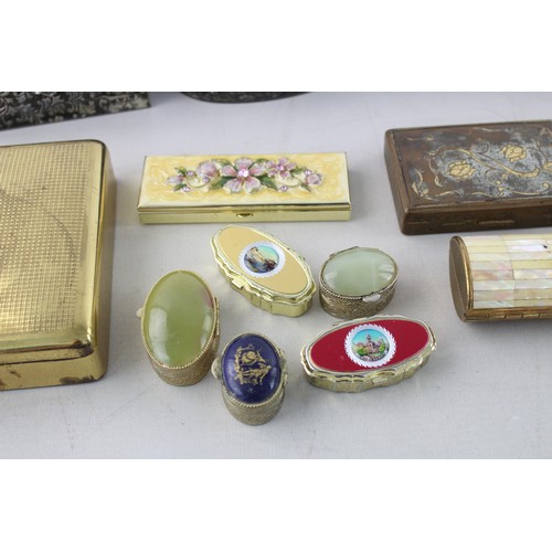 38 - 18 x Assorted Vintage Decorative PILL / TRINKET BOXES Inc Silver Plate, Brass