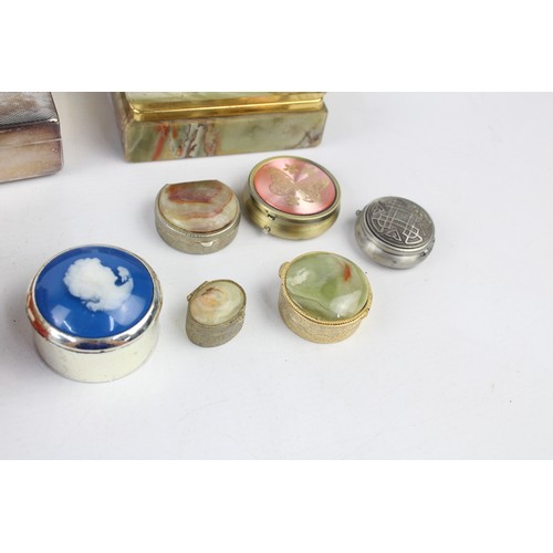 47 - 18 x Assorted Vintage Decorative PILL / TRINKET BOXES Inc Silver Plate, Enamel