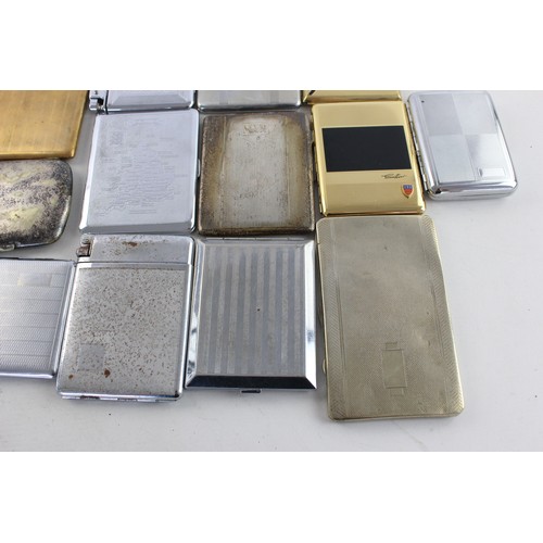 48 - 15 x Assorted Vintage TOBACCIANA Cigarette Cases Inc Silver Plate, Souvenir Etc