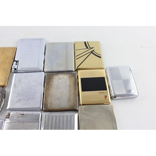 48 - 15 x Assorted Vintage TOBACCIANA Cigarette Cases Inc Silver Plate, Souvenir Etc