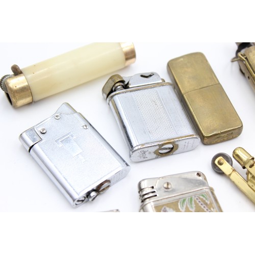 59 - 8 x Assorted Vintage LIGHTERS Inc Brass, Lift Arm, Imco, Polo Etc