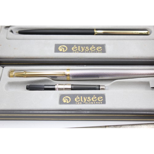 61 - 8 x Assorted ELYSEE Pens Inc Vintage, Boxed, Fountains, Rollerball Etc