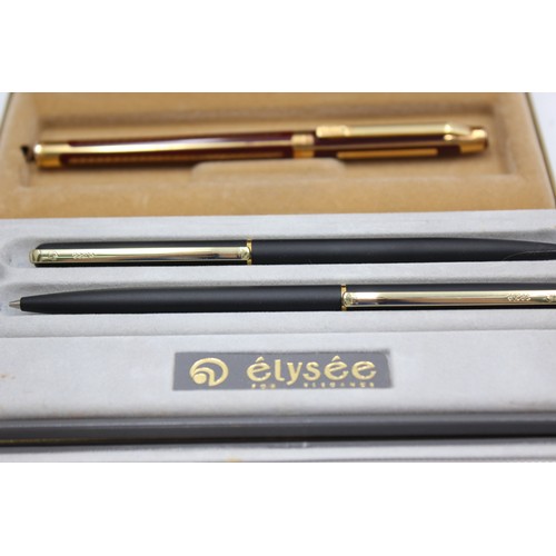 61 - 8 x Assorted ELYSEE Pens Inc Vintage, Boxed, Fountains, Rollerball Etc