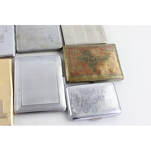 64 - 15 x Assorted Vintage TOBACCIANA Cigarette Cases Inc Silver Plate, Souvenir Etc