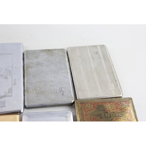 64 - 15 x Assorted Vintage TOBACCIANA Cigarette Cases Inc Silver Plate, Souvenir Etc