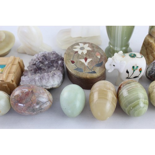 68 - Job Lot of Polished STONE & GEMSTONE ITEMS Inc. Figures, Amethyst, Healing Stone