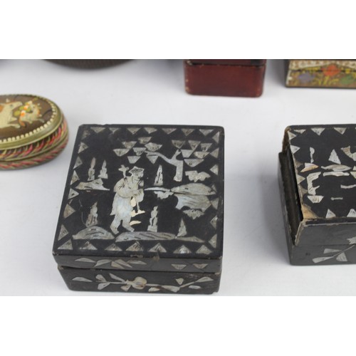 71 - 8 x Antique / Vintage Decorative TRINKET BOXES Inc Papier Mache, Lacquer Etc