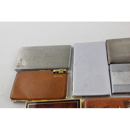 72 - 15 x Assorted Vintage TOBACCIANA Cigarette Cases Inc Silver Plate, Souvenir Etc