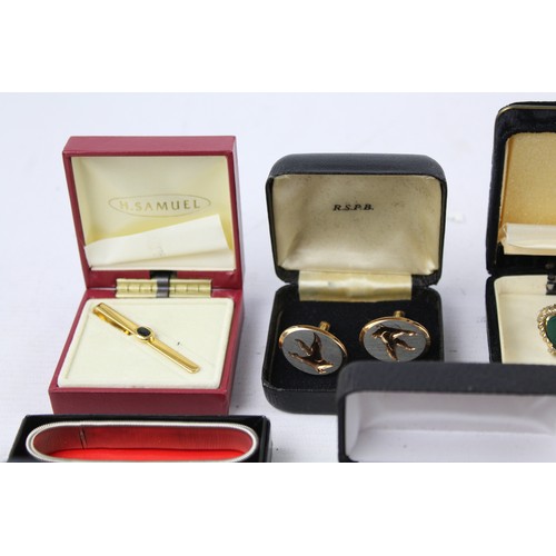 86 - 15 x Vintage GENTS BOXED CUFFLINKS, TIE CLIPS & TIE PINS inc. Set