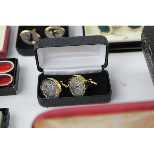 86 - 15 x Vintage GENTS BOXED CUFFLINKS, TIE CLIPS & TIE PINS inc. Set