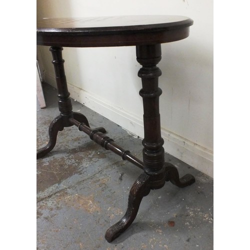 174 - VICTORIAN ANTIQUE WALNUT SIDE TABLE WITH INLAID CHESS BOARD, ENGLISH C1880