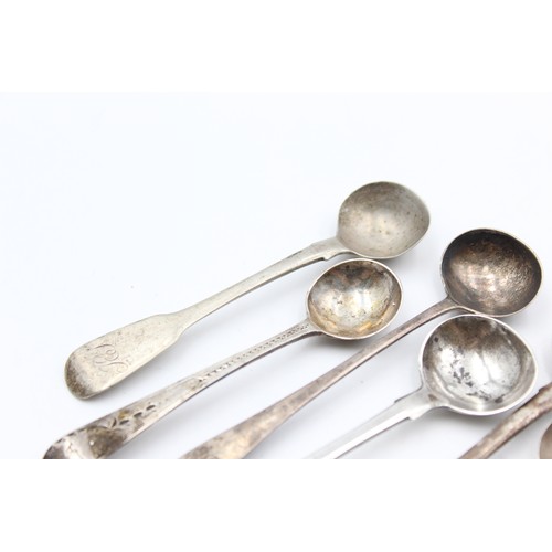 145 - 6 x Antique Hallmarked .925 STERLING SILVER Condiment Spoons (62g)