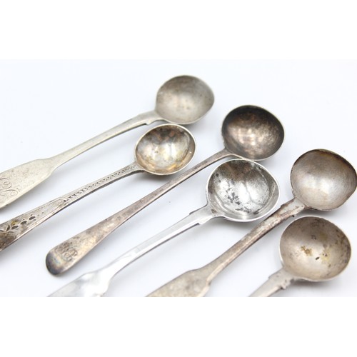 145 - 6 x Antique Hallmarked .925 STERLING SILVER Condiment Spoons (62g)