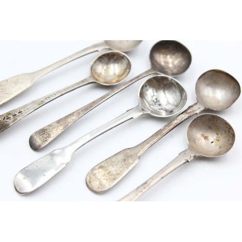 145 - 6 x Antique Hallmarked .925 STERLING SILVER Condiment Spoons (62g)