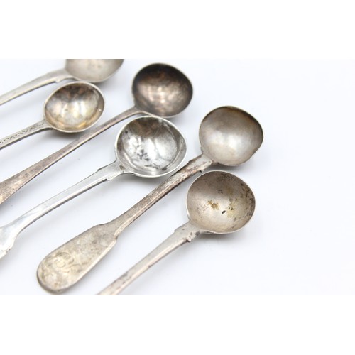 145 - 6 x Antique Hallmarked .925 STERLING SILVER Condiment Spoons (62g)