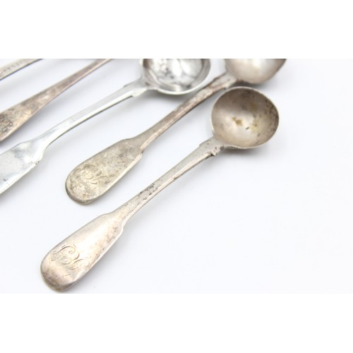 145 - 6 x Antique Hallmarked .925 STERLING SILVER Condiment Spoons (62g)