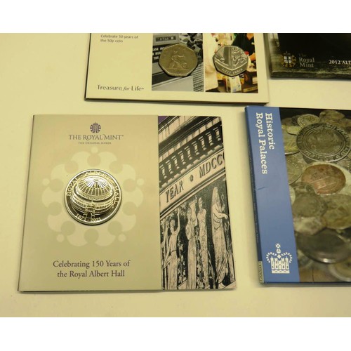 134 - 5 x ASSORTED ROYAL MINT COINS INCLUDING TOWER OF LONDON £5, GANDHI £5, ROYAL ALBERT HALL, TITANIC AN... 