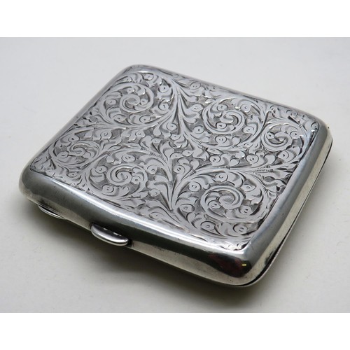 211 - VINTAGE STERLING SILVER CURVED CIGARETTE CASE 73g