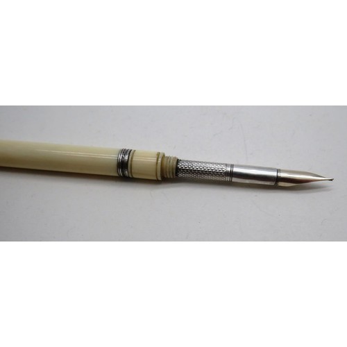 213 - SILVER AND BONE FOUNTAIN PEN