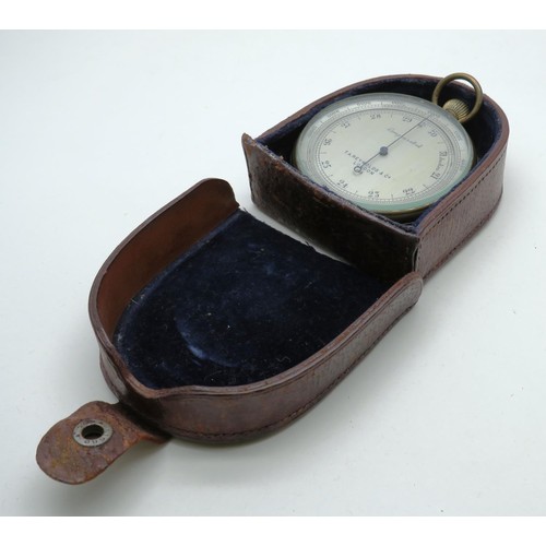 223 - BRASS POCKET BAROMETER - TA REYNOLDS LONDON