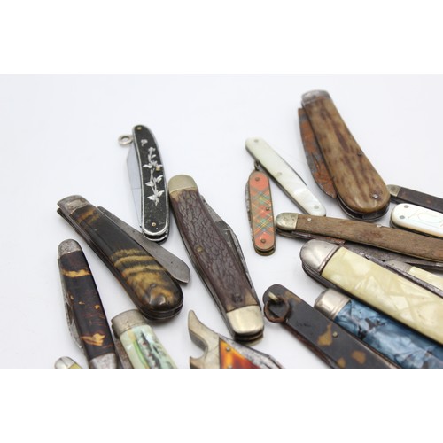413 - 16 x Assorted Antique / Vintage POCKET KNIVES / TOOLS Inc. Souvenir, MOP Etc.