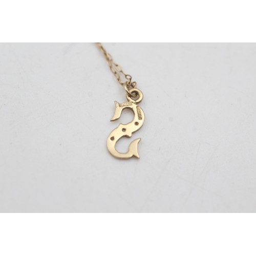 414 - 9ct gold diamond 's' intial pendant necklace (1.4g)