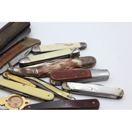 427 - 16 x Assorted Antique / Vintage POCKET KNIVES / TOOLS Inc. Textured, MOP Etc.