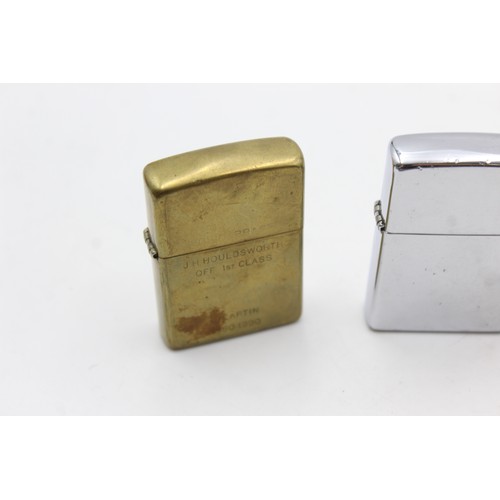 439 - 3 x Assorted ZIPPO Cigarette LIGHTERS Inc Vintage, Brass, Boxed, Plain Etc