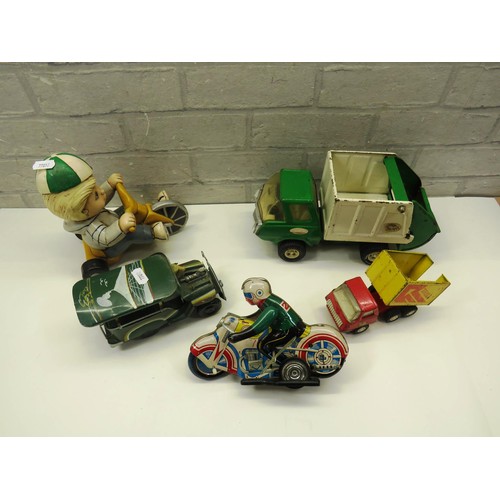 13 - FIVE VINTAGE TINPLATE TOYS