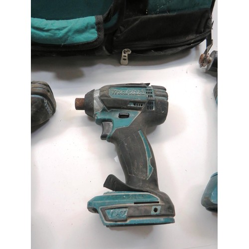 43 - MAKITA BAG INCLUDING MAKITA DHP 482 DRILL, MAKITA IMPACTOR DRILL, MAKITA RIP SAW D55611, MAKITA MULT... 