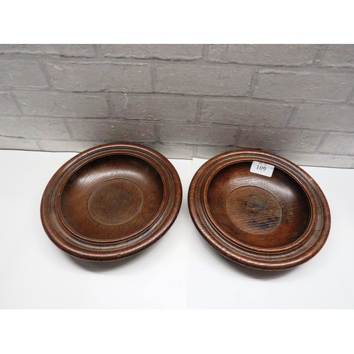 109 - TWO WOODEN COLLECTION BOWLS