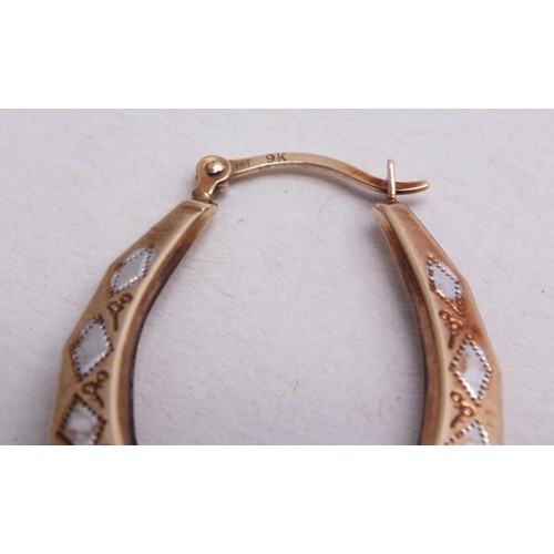 68 - 9ct GOLD CREOLE HOOP EARRINGS 1g