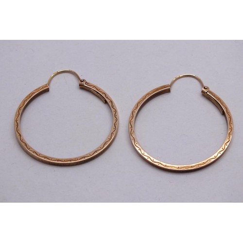 74 - 9ct GOLD LARGE HOOP EARRINGS 2.1g