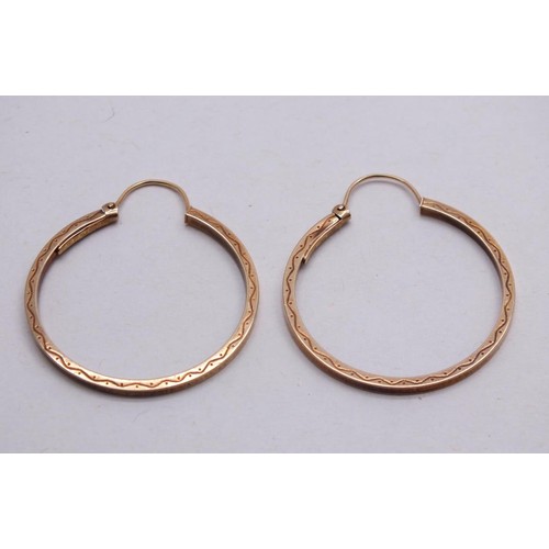 74 - 9ct GOLD LARGE HOOP EARRINGS 2.1g