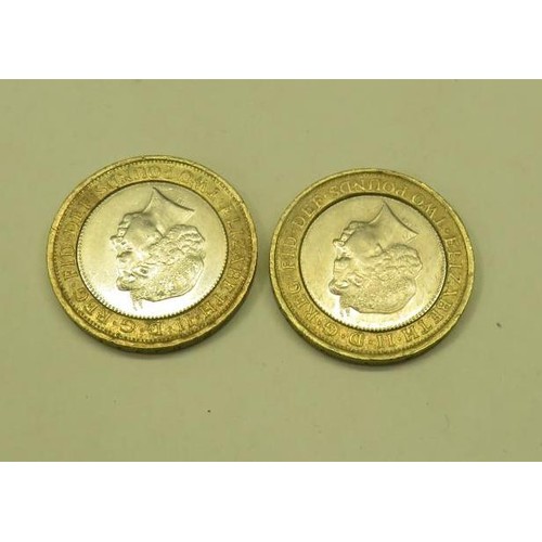 131 - TWO PASSING OLYMPIC FLAG BEIJING 2008 LONDON 2012 £2  COINS