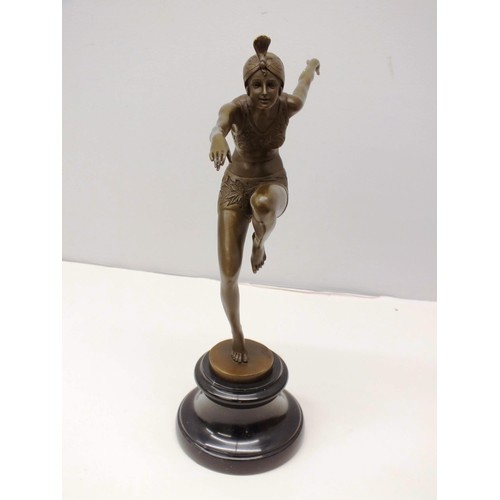 334 - BRONZE ART DECO LADY DANCER - SIGNED