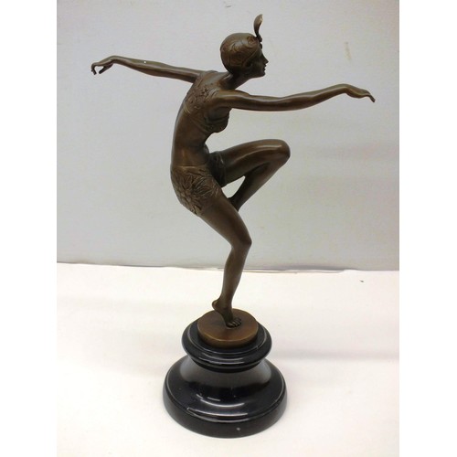 334 - BRONZE ART DECO LADY DANCER - SIGNED