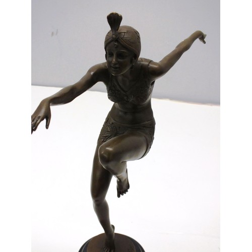 334 - BRONZE ART DECO LADY DANCER - SIGNED