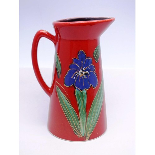 307 - ANITA HARRIS FLORAL JUG SINED IN GOLD