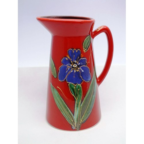 307 - ANITA HARRIS FLORAL JUG SINED IN GOLD