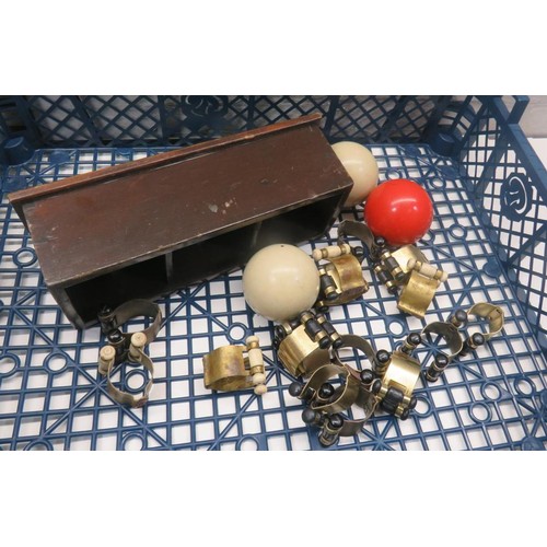 148 - JOB LOT ANTIQUE BILLIARD ITEMS