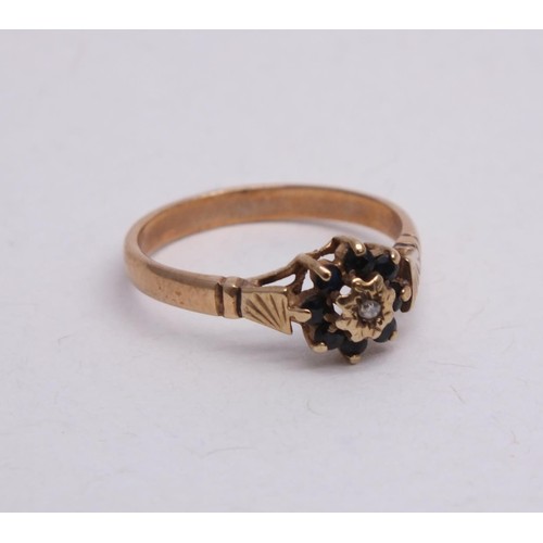 314 - 9CT GOLD RING DIAMOND AND SAPPHIRE