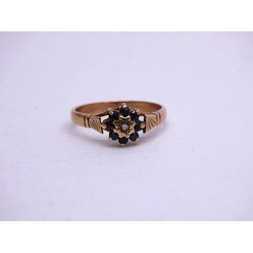 314 - 9CT GOLD RING DIAMOND AND SAPPHIRE